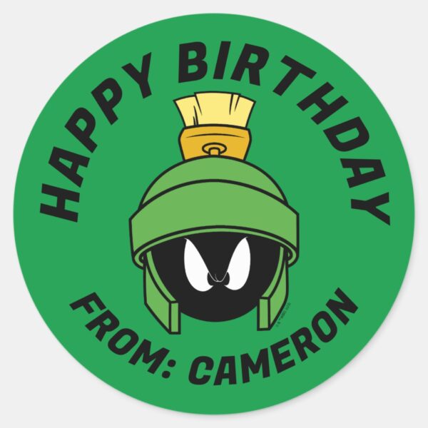 MARVIN_THE_MARTIAN™_Mad___Happy_Birthday_Classic_Round_Sticker_1 MARVIN THE MARTIAN™ Mad Happy Birthday Classic Round Sticker