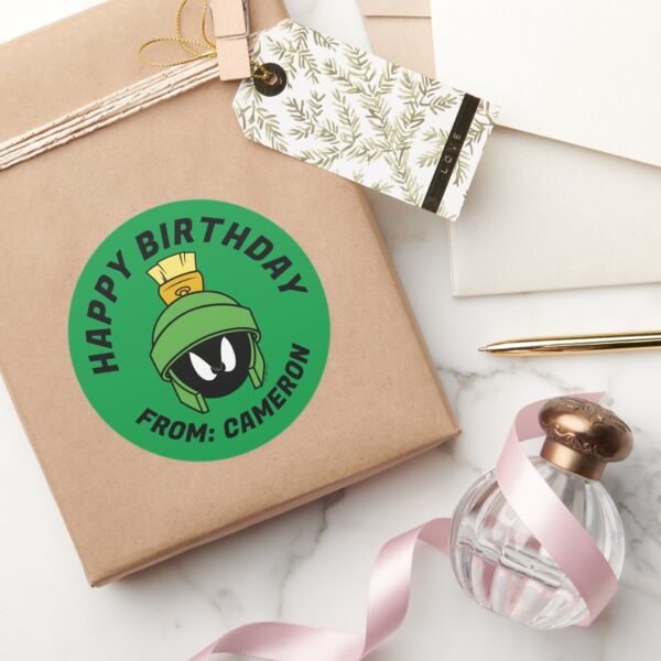 MARVIN_THE_MARTIAN™_Mad___Happy_Birthday_Classic_Round_Sticker_5 MARVIN THE MARTIAN™ Mad Happy Birthday Classic Round Sticker