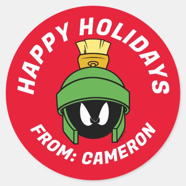 MARVIN_THE_MARTIAN™_Mad___Happy_Holidays_Classic_Round_Sticker_1 MARVIN THE MARTIAN™ Mad Happy Holidays Classic Round Sticker