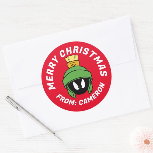 MARVIN_THE_MARTIAN™_Mad___Merry_Christmas_Classic_Round_Sticker_3 MARVIN THE MARTIAN™ Mad Merry Christmas Classic Round Sticker