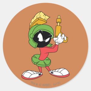 MARVIN THE MARTIAN™ Ready With Laser Classic Round Sticker