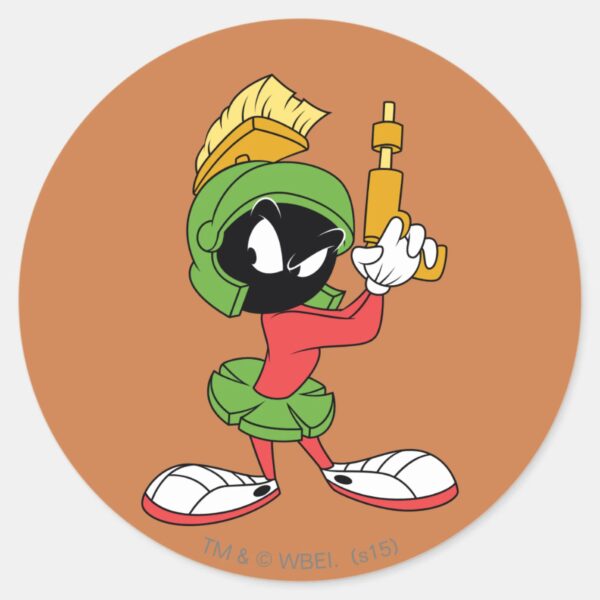 MARVIN_THE_MARTIAN™_Ready_With_Laser_Classic_Round_Sticker_1 MARVIN THE MARTIAN™ Ready With Laser Classic Round Sticker