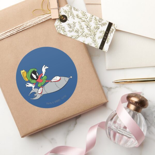 MARVIN_THE_MARTIAN™_Riding_Rocket_Classic_Round_Sticker_5 MARVIN THE MARTIAN™ Riding Rocket Classic Round Sticker