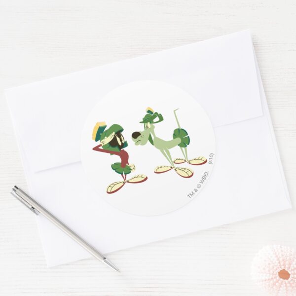 MARVIN_THE_MARTIAN™_and_K-9_Classic_Round_Sticker_3 MARVIN THE MARTIAN™ And K 9 Classic Round Sticker