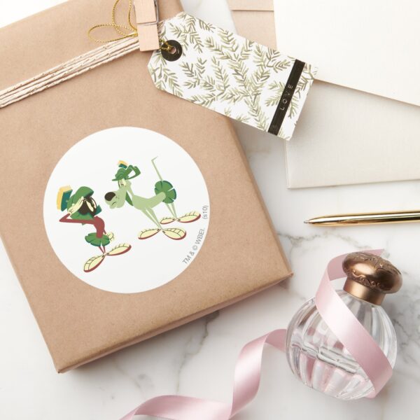 MARVIN_THE_MARTIAN™_and_K-9_Classic_Round_Sticker_5 MARVIN THE MARTIAN™ And K 9 Classic Round Sticker