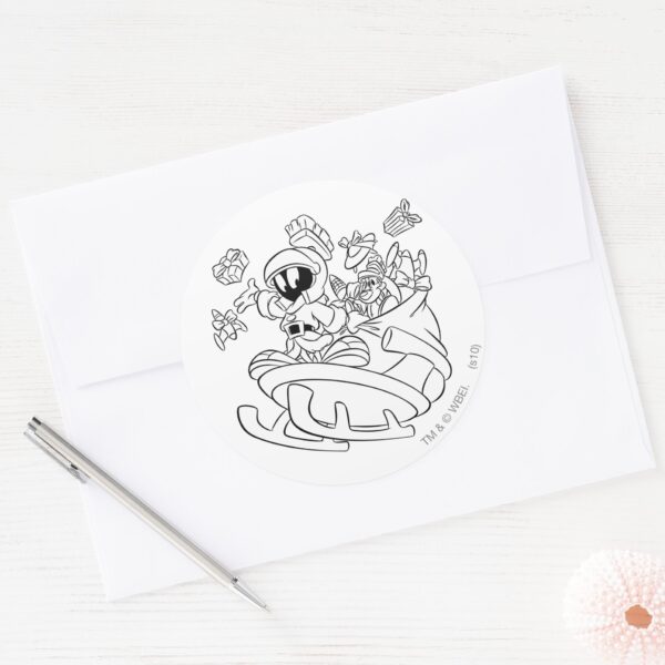 MARVIN_THE_MARTIAN™_with_Toys_Classic_Round_Sticker_3 MARVIN THE MARTIAN™ With Toys Classic Round Sticker