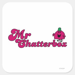 Magenta Mr. Chatterbox Logo Square Sticker