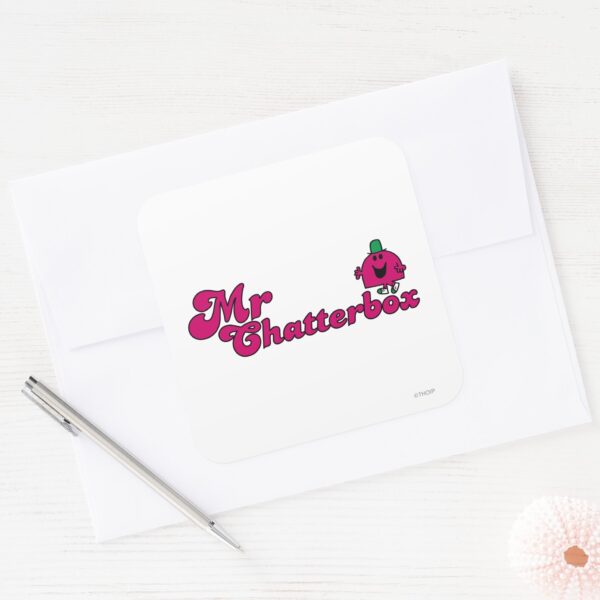 Magenta_Mr._Chatterbox_Logo_Square_Sticker_3 Magenta Mr. Chatterbox Logo Square Sticker