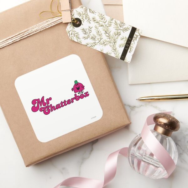 Magenta_Mr._Chatterbox_Logo_Square_Sticker_5 Magenta Mr. Chatterbox Logo Square Sticker
