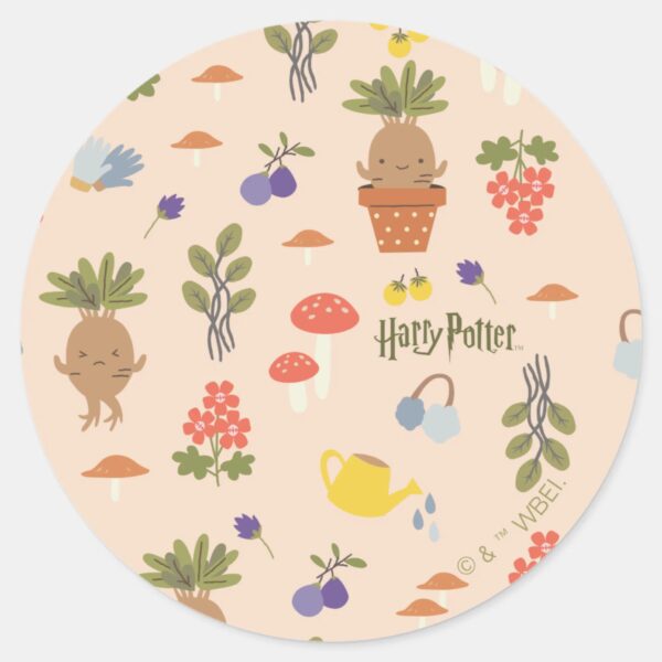 Magical_Blooms_Mandrake_Pattern_Classic_Round_Sticker_1 Magical Blooms Mandrake Pattern Classic Round Sticker