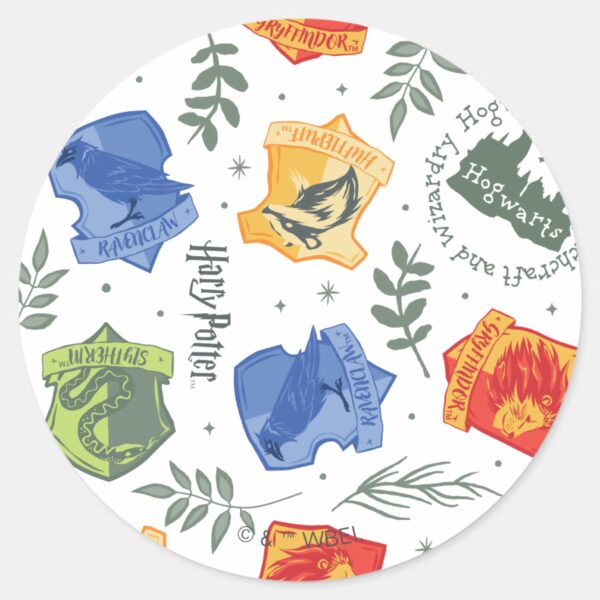Magical_Herbology_HOGWARTS™_Houses_Pattern_Classic_Round_Sticker_1 Magical Herbology HOGWARTS™ Houses Pattern Classic Round Sticker