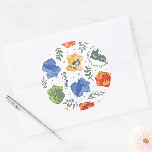 Magical_Herbology_HOGWARTS™_Houses_Pattern_Classic_Round_Sticker_3 Magical Herbology HOGWARTS™ Houses Pattern Classic Round Sticker