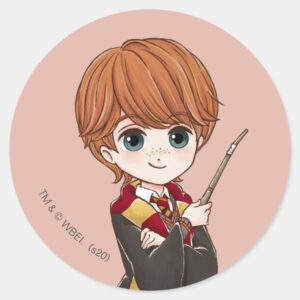 Magical_Ron_Weasley_Watercolor_Classic_Round_Sticker_1 Magical Ron Weasley Watercolor Classic Round Sticker