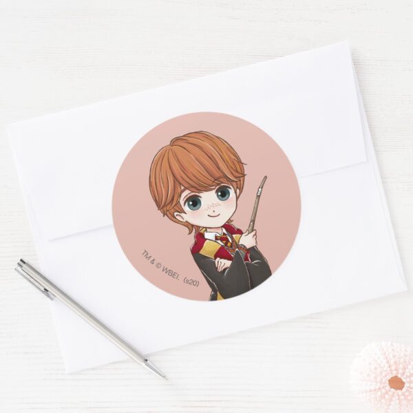 Magical_Ron_Weasley_Watercolor_Classic_Round_Sticker_3 Magical Ron Weasley Watercolor Classic Round Sticker