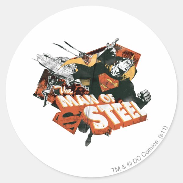 Man_of_Steel_Collage_Classic_Round_Sticker_1 Man Of Steel Collage Classic Round Sticker