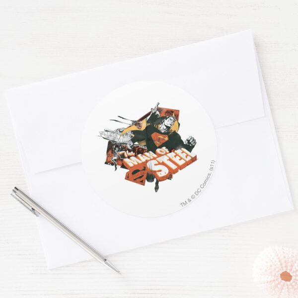 Man_of_Steel_Collage_Classic_Round_Sticker_3 Man Of Steel Collage Classic Round Sticker