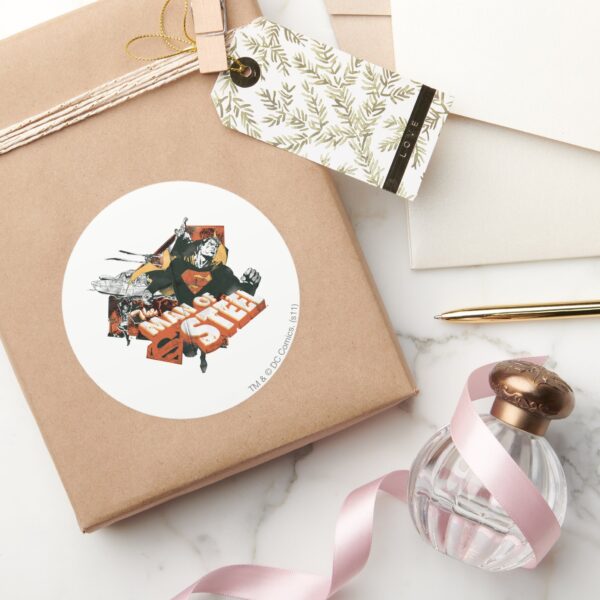 Man_of_Steel_Collage_Classic_Round_Sticker_5 Man Of Steel Collage Classic Round Sticker