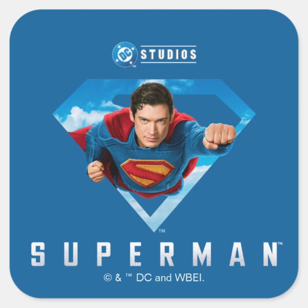 Man_of_Steel_in_Flight_Square_Sticker_1 Man Of Steel In Flight Square Sticker