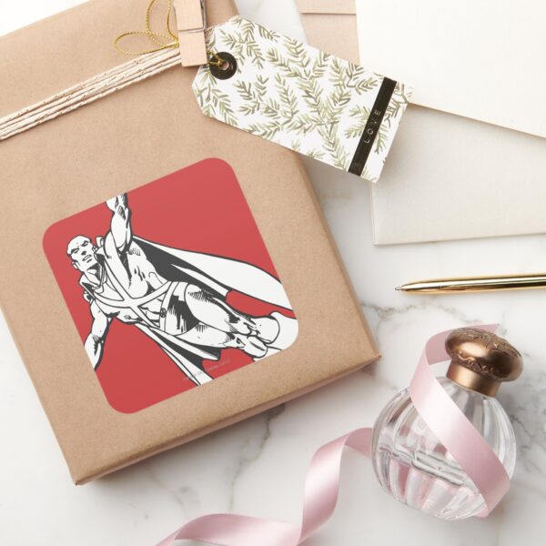 Martian_Manhunter_Soars_2_Square_Sticker_5 Martian Manhunter Soars 2 Square Sticker