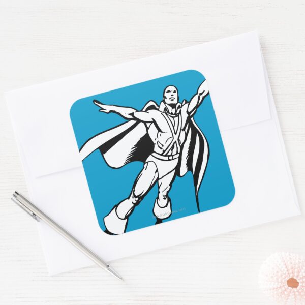 Martian_Manhunter_Soars_3_Square_Sticker_3 Martian Manhunter Soars 3 Square Sticker