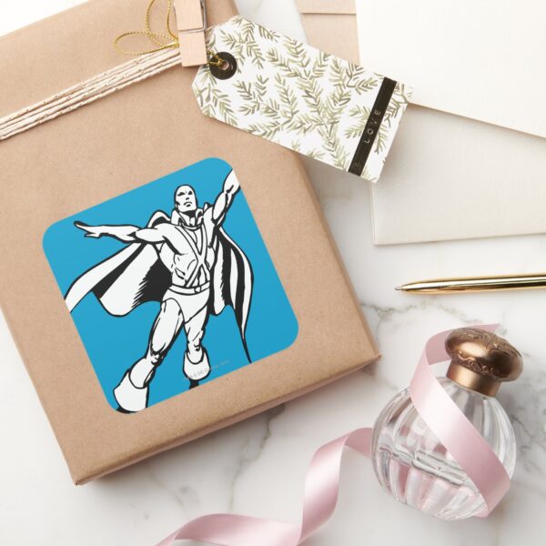 Martian_Manhunter_Soars_3_Square_Sticker_5 Martian Manhunter Soars 3 Square Sticker