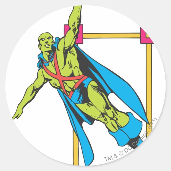 Martian_Manhunter_Soars_Classic_Round_Sticker_1 Martian Manhunter Soars Classic Round Sticker