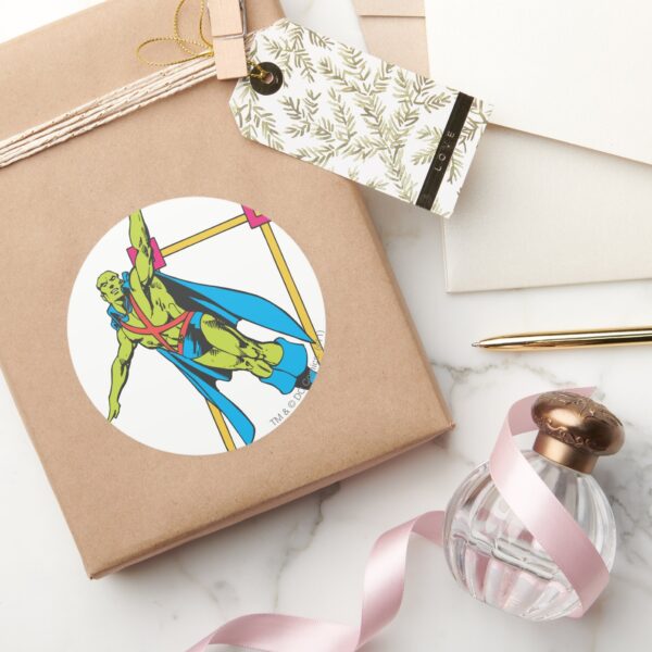 Martian_Manhunter_Soars_Classic_Round_Sticker_5 Martian Manhunter Soars Classic Round Sticker