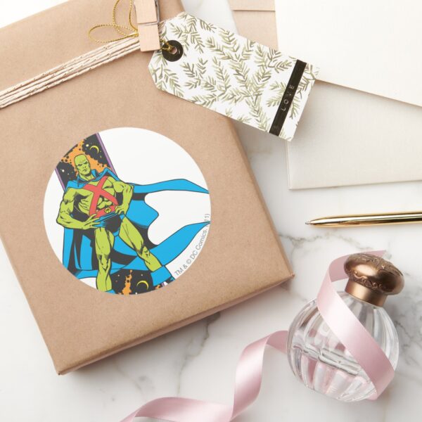 Martian_Manhunter_&_Space_Backdrop_Classic_Round_Sticker_5 Martian Manhunter Space Backdrop Classic Round Sticker