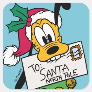 Merry_Christmas___Pluto_Santa_Claus_Square_Sticker_1 Merry Christmas Pluto Santa Claus Square Sticker