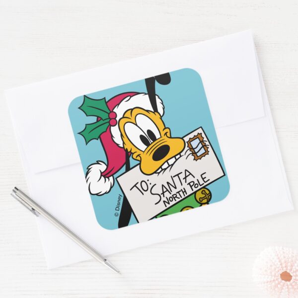 Merry_Christmas___Pluto_Santa_Claus_Square_Sticker_3 Merry Christmas Pluto Santa Claus Square Sticker