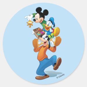 Mickey And Friends Mickey Decorating The Tree Classic Round Sticker
