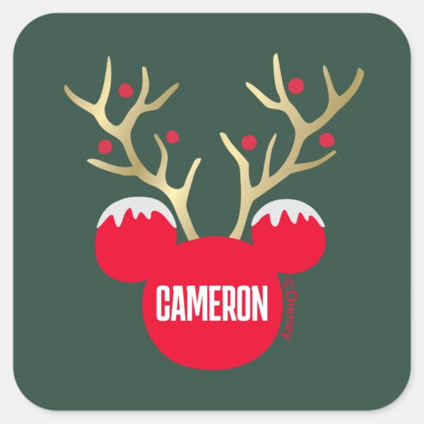Mickey_Christmas_Joy___Add_Your_Name_Square_Sticker_1 Mickey Christmas Joy Add Your Name Square Sticker