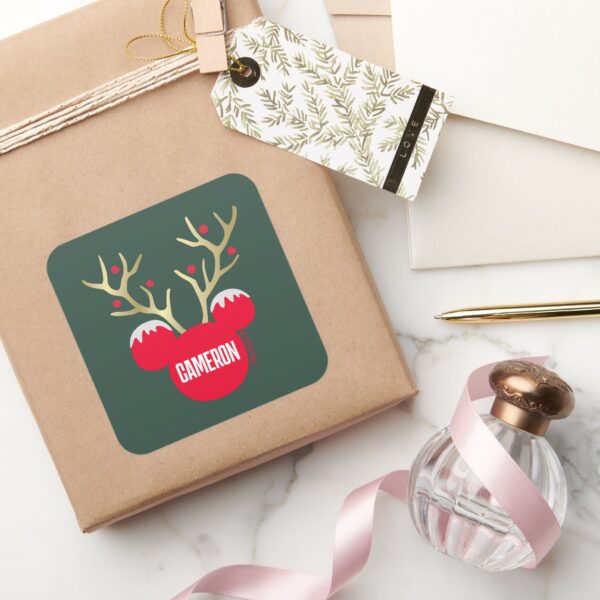 Mickey_Christmas_Joy___Add_Your_Name_Square_Sticker_5 Mickey Christmas Joy Add Your Name Square Sticker