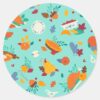 Mickey_Mouse_Autumn_Feast_Pattern_Classic_Round_Sticker_1 Mickey Mouse Autumn Feast Pattern Classic Round Sticker