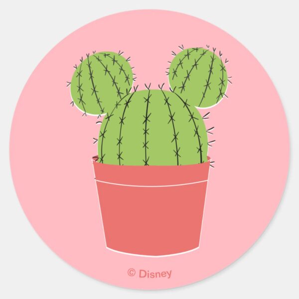 Mickey_Mouse_Cactus_Icon_Classic_Round_Sticker_1 Mickey Mouse Cactus Icon Classic Round Sticker
