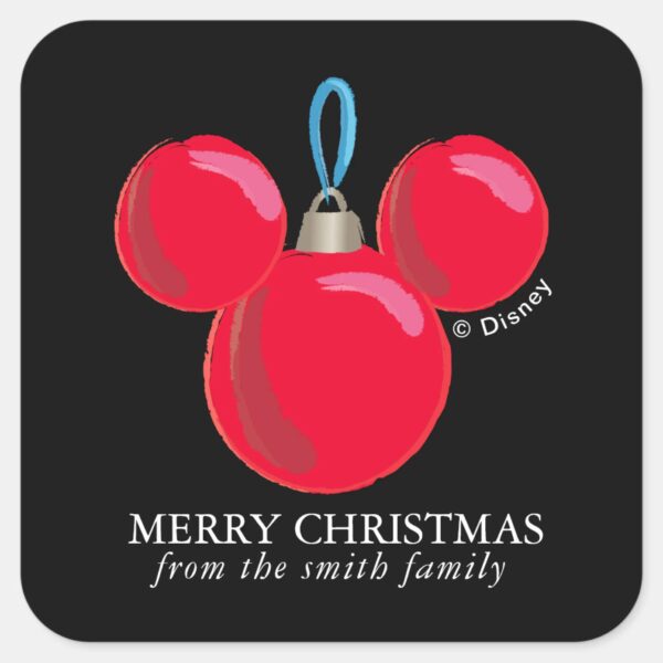 Mickey_Mouse_Christmas_Ornament_-_Personalized_Squ_Square_Sticker_1 Mickey Mouse Christmas Ornament Personalized Squ Square Sticker