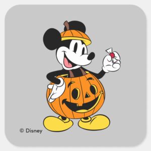 Mickey_Mouse_Dressed_as_a_Pumpkin_Square_Sticker_1 Mickey Mouse Dressed As A Pumpkin Square Sticker