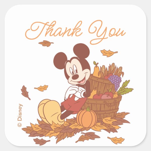 Mickey_Mouse_Fall_Harvest_Pumpkin_Thank_You_Square_Sticker_2 Mickey Mouse Fall Harvest Pumpkin Thank You Square Sticker
