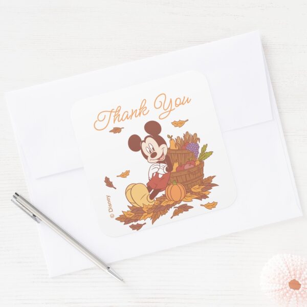 Mickey_Mouse_Fall_Harvest_Pumpkin_Thank_You_Square_Sticker_4 Mickey Mouse Fall Harvest Pumpkin Thank You Square Sticker