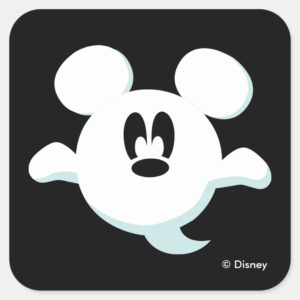 Mickey Mouse Ghost Square Sticker