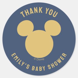 Mickey_Mouse_Gold_Confetti_Baby_Shower_Classic_Round_Sticker_2 Mickey Mouse Gold Confetti Baby Shower Classic Round Sticker
