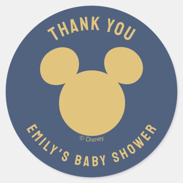 Mickey_Mouse_Gold_Confetti_Baby_Shower_Classic_Round_Sticker_2 Mickey Mouse Gold Confetti Baby Shower Classic Round Sticker