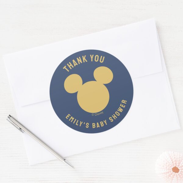 Mickey_Mouse_Gold_Confetti_Baby_Shower_Classic_Round_Sticker_4 Mickey Mouse Gold Confetti Baby Shower Classic Round Sticker