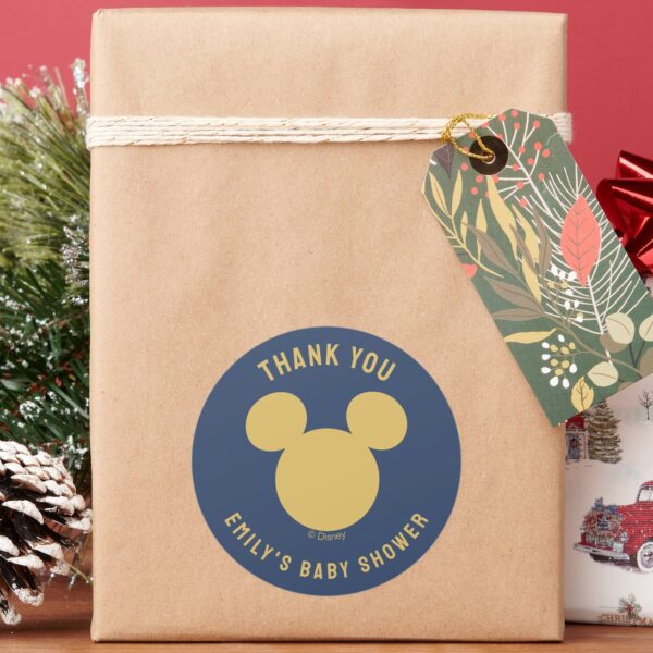 Mickey_Mouse_Gold_Confetti_Baby_Shower_Classic_Round_Sticker_7 Mickey Mouse Gold Confetti Baby Shower Classic Round Sticker