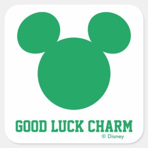 Mickey Mouse Good Luck Charm St. Patricks Day Square Sticker
