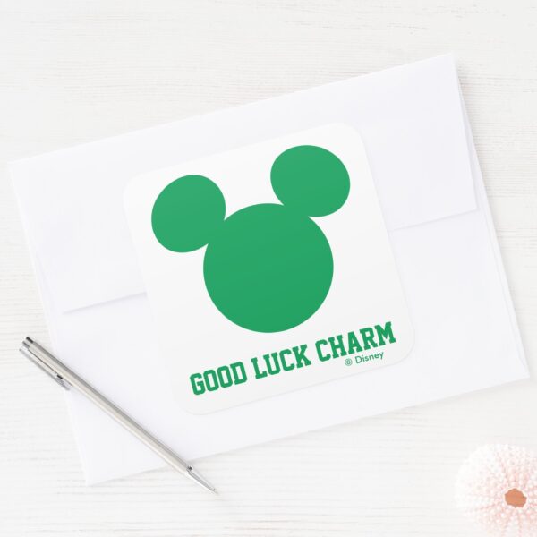 Mickey_Mouse_Good_Luck_Charm___St._Patrick's_Day_Square_Sticker_3 Mickey Mouse Good Luck Charm St. Patricks Day Square Sticker