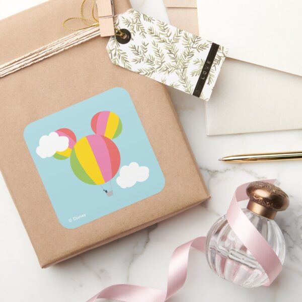Mickey Mouse Hot Air Balloon Icon Square Sticker