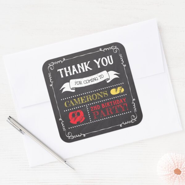 Mickey_Mouse_Icon_Chalkboard___Thank_You_Square_Sticker_4 Mickey Mouse Icon Chalkboard Thank You Square Sticker