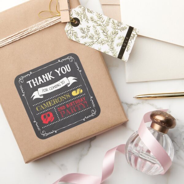 Mickey_Mouse_Icon_Chalkboard___Thank_You_Square_Sticker_6 Mickey Mouse Icon Chalkboard Thank You Square Sticker