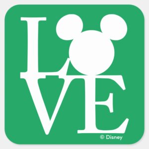 Mickey Mouse LOVE St. Patricks Day Square Sticker